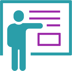 graphic of an instructor pointing to a white board