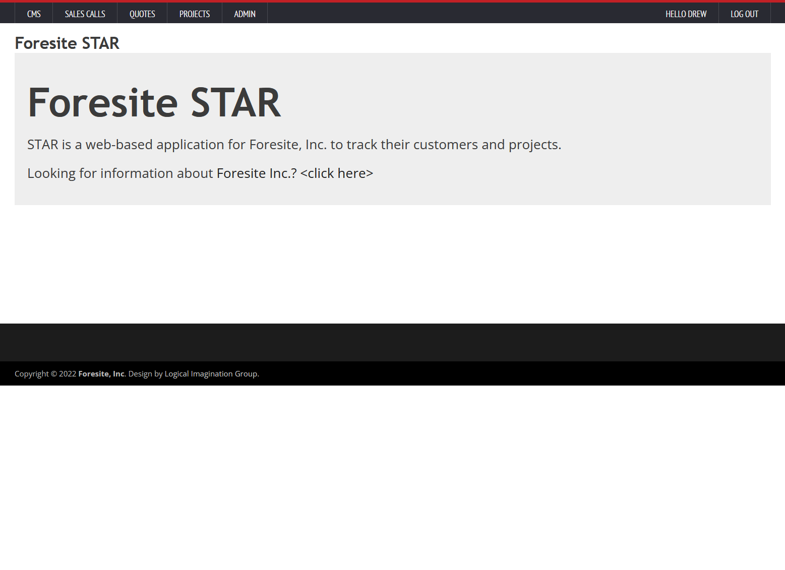 screenshot of Foresite Star application